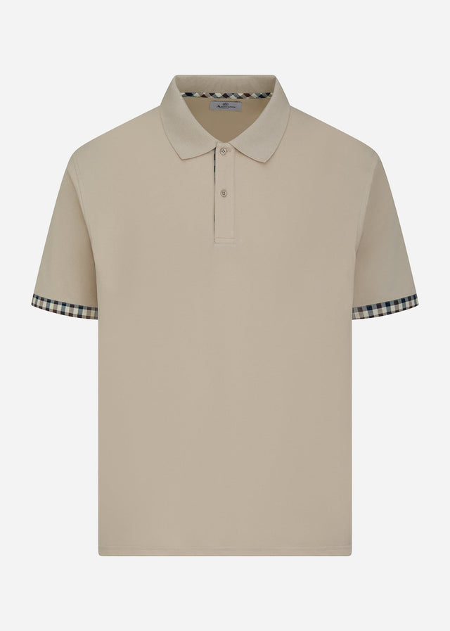 Aquascutum Polo's Cc stretch piqué sleeve polo - beige
