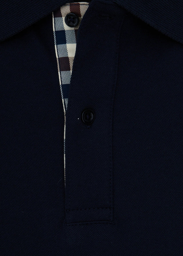 Aquascutum Polo's Cc stretch piqué sleeve polo - navy