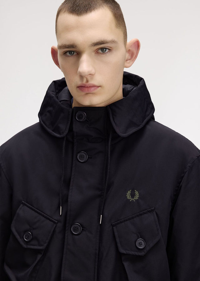 Fred Perry Jassen Patch pocket puffer jacket - black