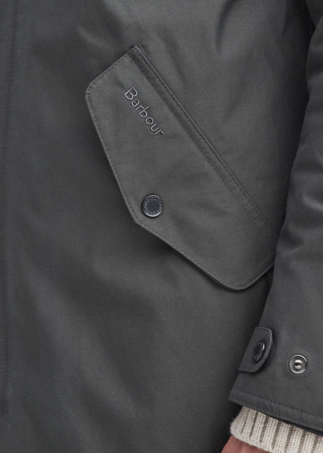 Barbour Jassen Chelsea waterproof mac - charcoal blue granite tartan