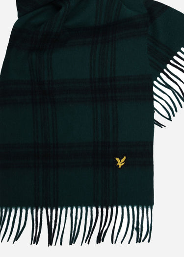 Lyle & Scott Sjaals Check lambswool scarf - argyle teal jet black