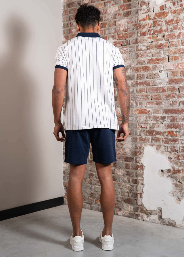 Fila Polo's Linter striped polo shirt - bright white black iris striped