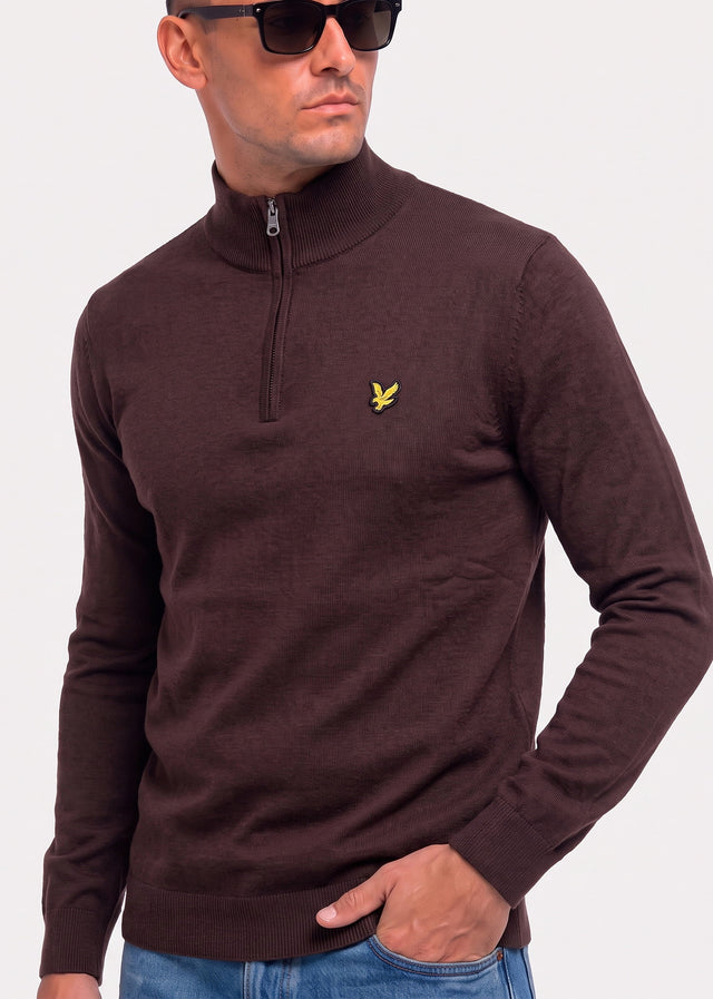 Lyle & Scott Truien Polyblend quarter zip jumper - shelter brown