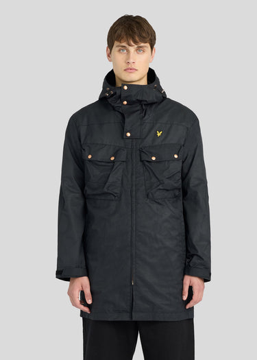 Lyle & Scott Jassen Waxed guard parka - jet black