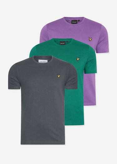 Lyle & Scott T-shirts 3 pack t-shirt - Gunmetal - Court Green - Card Purple
