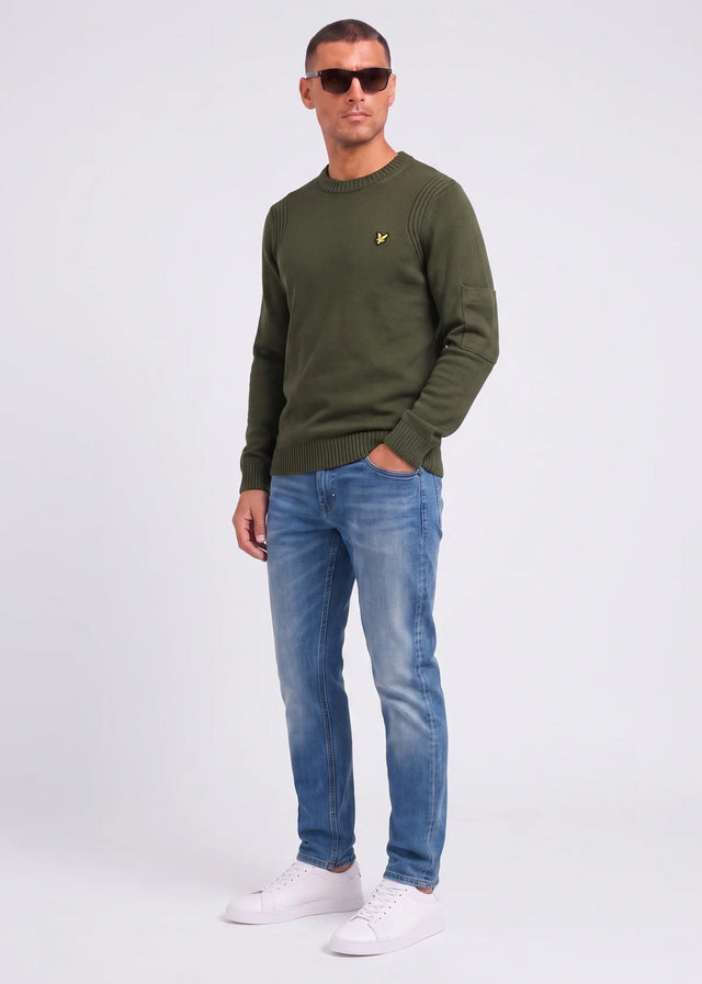 Lyle & Scott Truien Rib insert crew neck jumper - true olive