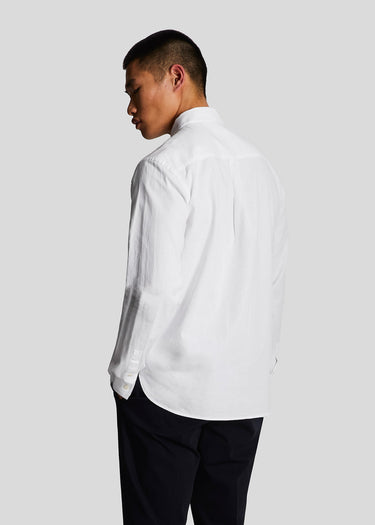 Lyle & Scott Overhemden Cotton linen button down shirt - white