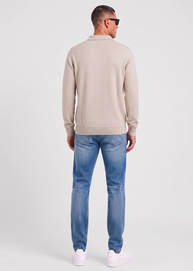 Lyle & Scott Longsleeve Polo's Cotton merino long sleeve knitted polo - cove