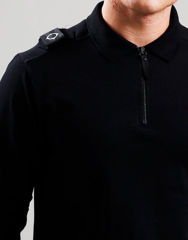 MA.Strum Polo's Ls jersey zip polo - black