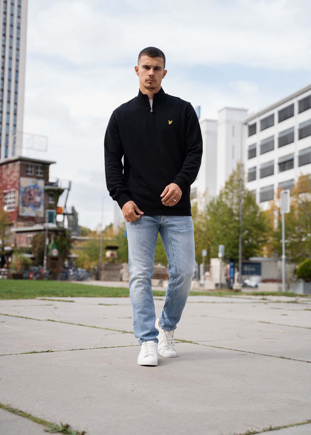 Lyle & Scott Truien Loopback quarter zip sweat - jet black