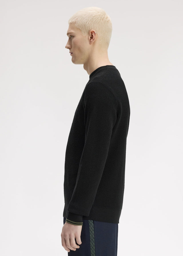 Fred Perry Truien Waffle stitch jumper - black