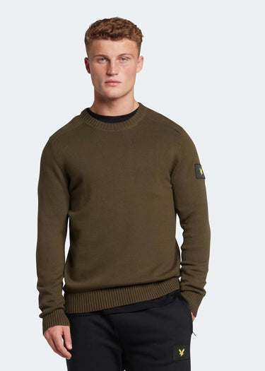 Lyle & Scott Truien Shoulder detail crew neck knit jumper - olive