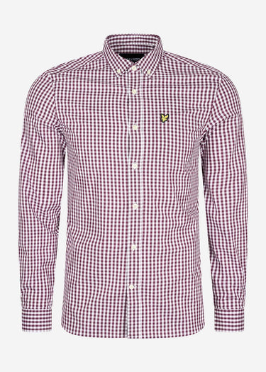 Lyle & Scott Overhemden LS slim fit gingham shirt - burgundy white