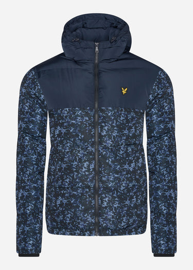 Lyle & Scott Jassen Earth print wadded jacket - dark navy