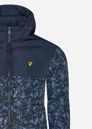 Lyle & Scott Jassen Earth print wadded jacket - dark navy