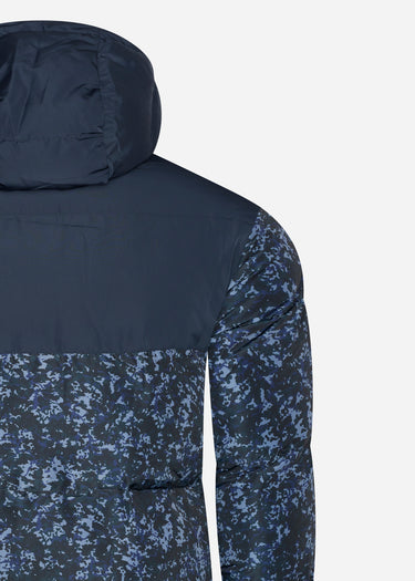 Lyle & Scott Jassen Earth print wadded jacket - dark navy