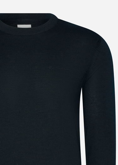 Ben Sherman Truien Signature merino crew - black
