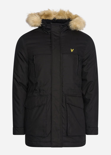 Lyle & Scott Jassen Winter weight micro fleece lined parka - jet black