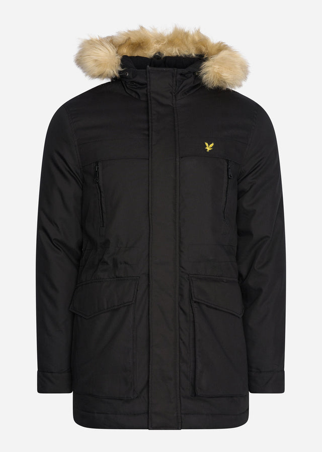 Lyle & Scott Jassen Winter weight micro fleece lined parka - jet black