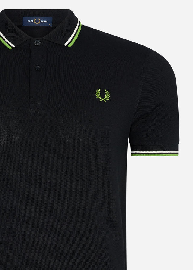 Fred Perry Polo's Twin tipped fred perry shirt - black ecru kiwi