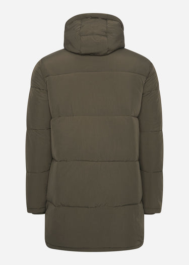 Lyle & Scott Jassen Heavyweight longline puffer jacket - olive