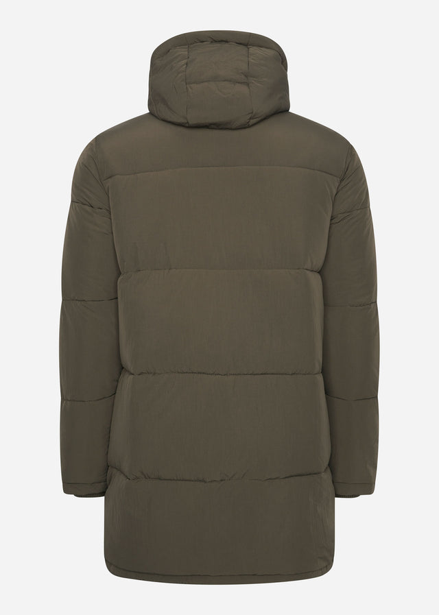 Lyle & Scott Jassen Heavyweight longline puffer jacket - olive