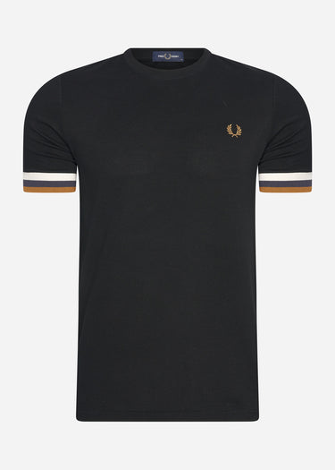 Fred Perry T-shirts Striped cuff pique t-shirt - black