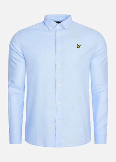 Lyle & Scott Overhemden Cotton linen shirt - light blue