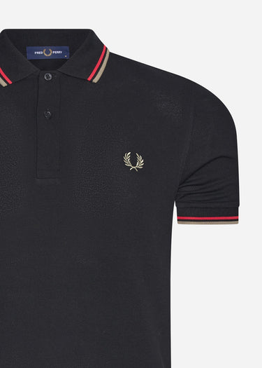 Fred Perry Polo's Twin tipped fred perry shirt - black washed red sage green