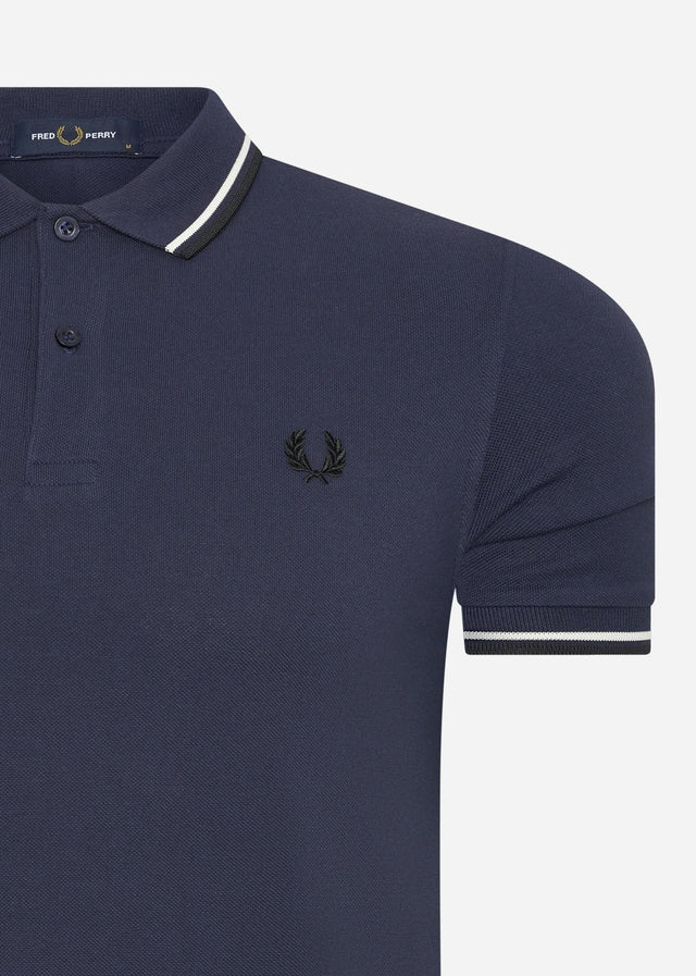 Fred Perry Polo's Twin tipped polo - carbon blue snow white black