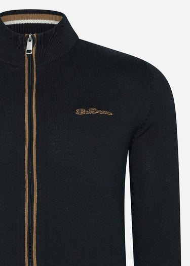Ben Sherman Vesten Long sleeve sport zip thru - black