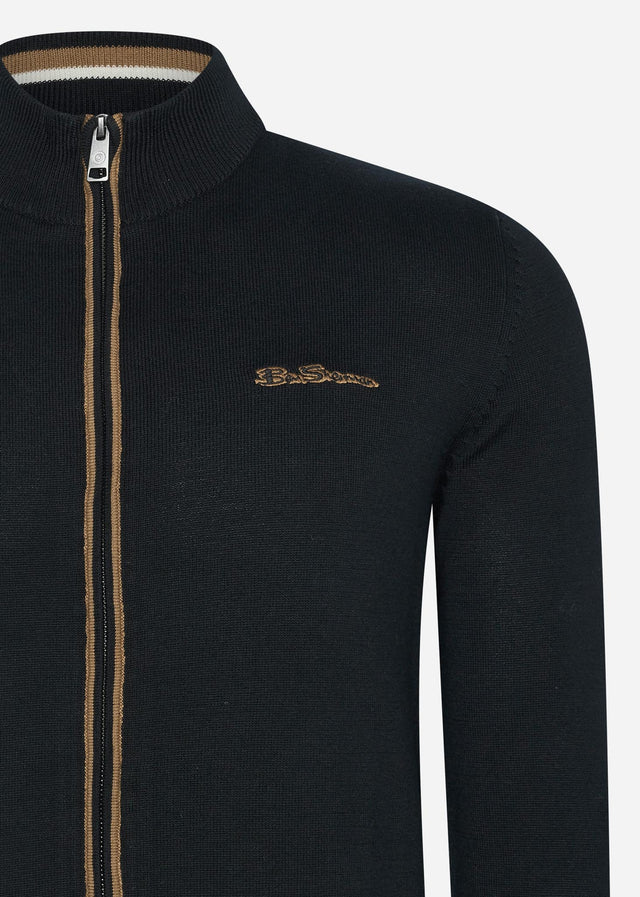 Ben Sherman Vesten Long sleeve sport zip thru - black