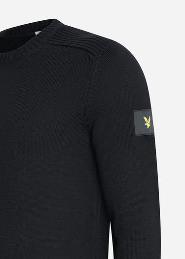 Lyle & Scott Truien Shoulder detail crew neck knit jumper - jet black