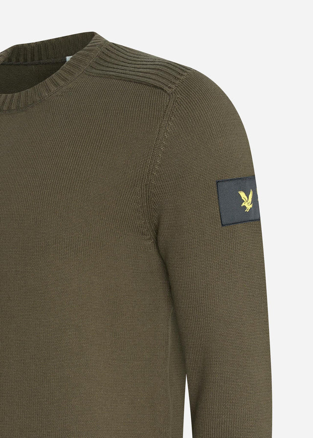 Lyle & Scott Truien Shoulder detail crew neck knit jumper - olive
