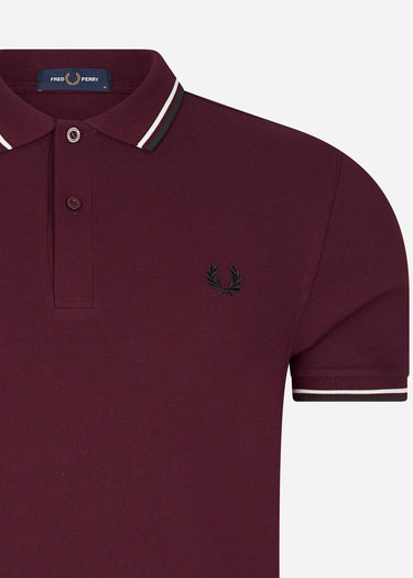 Fred Perry Polo's Twin tipped fred perry shirt - oxblood ecru black