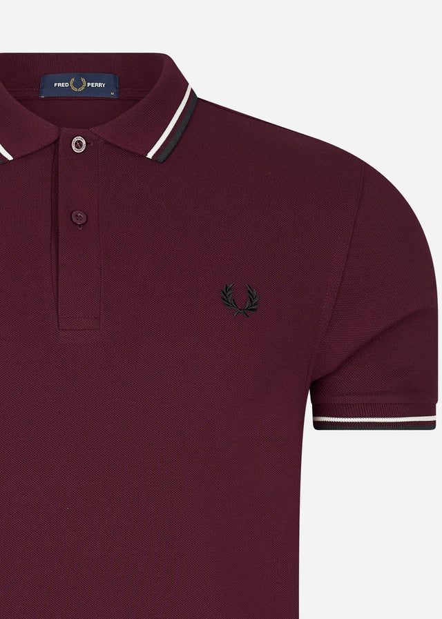 Fred Perry Polo's Twin tipped fred perry shirt - oxblood ecru black