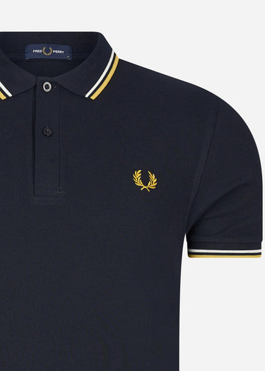 Fred Perry Polo's Twin tipped fred perry shirt - navy ecru golden hour