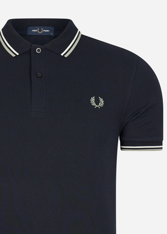 Fred Perry Polo's Twin tipped fred perry shirt - navy snow white seagrass