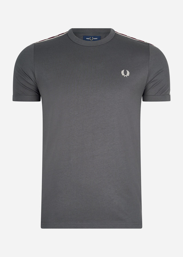 Fred Perry T-shirts Contrast tape ringer t-shirt - gunmetal oxblood