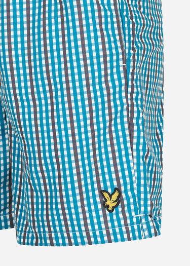 Lyle & Scott Zwembroeken Gingham swim shorts - barrack blue