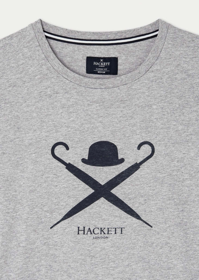 Hackett London T-shirts Large logo t-shirt - light grey marl