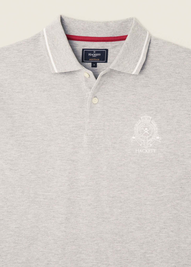Hackett London Polo's Heritage logo polo - grey marl