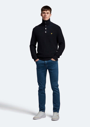 Lyle & Scott Truien Chunky rib button neck - dark navy