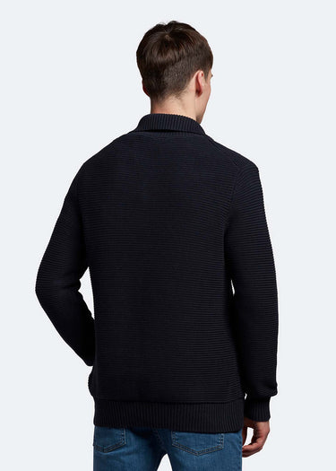 Lyle & Scott Truien Chunky rib button neck - dark navy