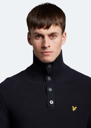 Lyle & Scott Truien Chunky rib button neck - dark navy