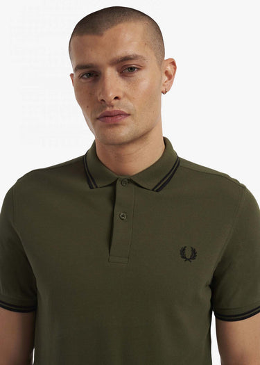 Fred Perry Polo's Twin tipped fred perry shirt - uniform green black