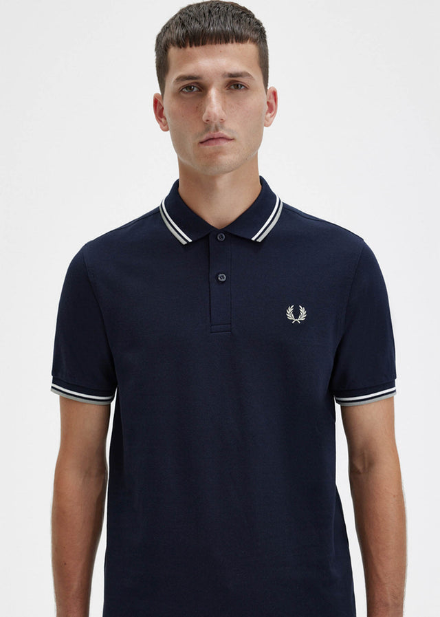 Fred Perry Polo's Twin tipped fred perry shirt - navy snow white seagrass
