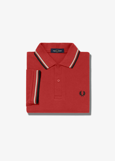 Fred Perry Polo's Twin tipped fred perry shirt - washed red snow white black