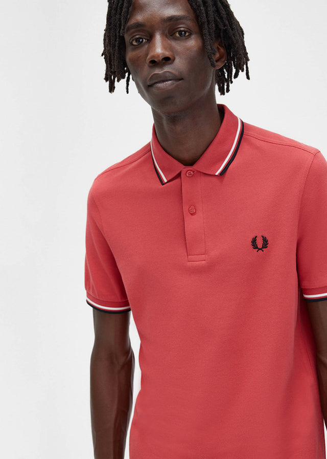 Fred Perry Polo's Twin tipped fred perry shirt - washed red snow white black