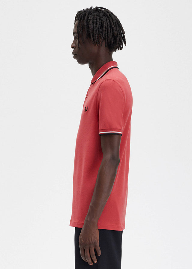 Fred Perry Polo's Twin tipped fred perry shirt - washed red snow white black